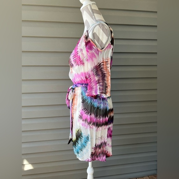 Anthropologie Pinkerton Multicolor Cold Shoulder Sheer Silk Sz S - Picture 2 of 11